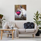 TABLOLIFE Eyfel'de Uçan Balonlar - Yağlı Boya Dokulu Tablo 60X90,Çerçeve;Çerçevesiz