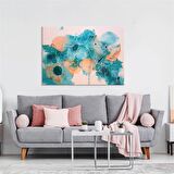 TABLOLIFE Turkuaz Çiçekler - Yağlı Boya Dokulu Tablo 60X90,Çerçeve;Siyah