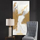 TABLOLIFE Beyaz Kahve - Yağlı Boya Dokulu Tablo 60X90,Çerçeve;Gümüş