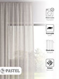 Pastel Bej Renk Keten Görünümlü Ekstraforlu Tül Perde Ütü Istemez