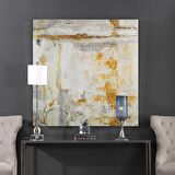 TABLOLIFE Soyut Altın Sarısı - Yağlı Boya Dokulu Tablo 80X80,Çerçeve;Gold