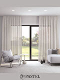 Pastel Krem Renk Keten Görünümlü Ekstraforlu Tül Perde Ütü Istemez