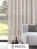 Pastel Bej Renk Keten Görünümlü Ekstraforlu Tül Perde Ütü Istemez