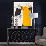 TABLOLIFE Soyut Altuni - Yağlı Boya Dokulu Tablo 60X90,Çerçeve;Siyah