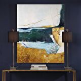 TABLOLIFE Soyut Katmanlar - Yağlı Boya Dokulu Tablo 75X100,Çerçeve;Gold