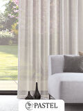 Pastel Ekru Rengi Keten Görünümlü Ekstraforlu Tül Perde Ütü Istemez
