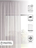 Pastel Beyaz Renk Keten Görünümlü Ekstraforlu Tül Perde Ütü Istemez