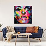 TABLOLIFE Renkli Kadın Silüeti - Yağlı Boya Dokulu Tablo 80X80,Çerçeve;Çerçevesiz
