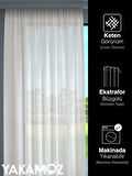 Yakamoz Kirli Beyaz Keten Görünümlü Ekstraforlu Tül Perde Linen Touch Serisi