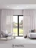 Pastel Beyaz Renk Keten Görünümlü Ekstraforlu Tül Perde Ütü Istemez