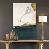TABLOLIFE Soyut Mavi & Beyaz - Yağlı Boya Dokulu Tablo 60X90,Çerçeve;Gümüş