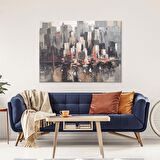 TABLOLIFE Soyut Şehir 3 - Yağlı Boya Dokulu Tablo 75X100,Çerçeve;Çerçevesiz