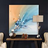 TABLOLIFE Kristal Çiçek - Yağlı Boya Dokulu Tablo 80X80,Çerçeve;Gümüş