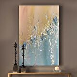 TABLOLIFE Kar Çiçekleri - Yağlı Boya Dokulu Tablo 60X90,Çerçeve;Gold