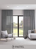 Pastel Gri Renk Keten Görünümlü Ekstraforlu Tül Perde Ütü Istemez