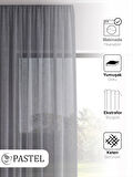 Pastel Amtrasit Rengi Keten Görünümlü Ekstraforlu Tül Perde Ütü Istemez