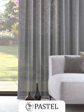 Pastel Gri Renk Keten Görünümlü Ekstraforlu Tül Perde Ütü Istemez