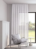 Pastel Optik Beyaz Rengi Keten Görünümlü Ekstraforlu Tül Perde Ütü Istemez
