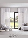 Pastel Optik Beyaz Rengi Keten Görünümlü Ekstraforlu Tül Perde Ütü Istemez
