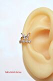 Kelebekli Sıkıştırmalı Kıkırdak Küpesi Taşlı Earcuff