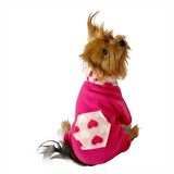 Pink Hearts Polar Kapşonlu Köpek Tulumu,Kıyafeti