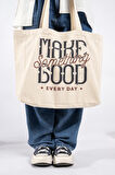 "MAke Something Good" Canvas Tote Bag Omuz ve Plaj Çantası