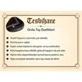 Kararmaz Metal Ayyıldız Püsküllü Arpa Kesim Oniks Doğaltaş Tesbih