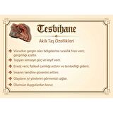 Kararmaz Metal Tuğra Püsküllü Küre Kesim Mat Kırmızı Akik Doğaltaş Tesbih