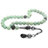 1000 Ayar Gümüş Kazaz Püsküllü Küre Kesim Amazonit Doğaltaş Tesbih