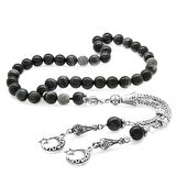 Kararmaz Metal Ayyıldız Püsküllü Küre Kesim Gri Kaplangözü Doğaltaş Tesbih