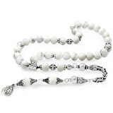 Koleksiyonluk 925 Ayar Gümüş Püsküllü Küre Kesim Havlit Doğaltaş Tesbih