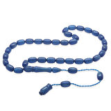 Sistemli Özel Kesim Sedefli Mavi Sıkma Kehribar Tesbih