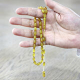 Sistemli Özel Kesim Sedefli Sarı Ateş Kehribar Tesbih