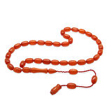 Sistemli Özel Kesim Sedefli Turuncu Ateş Kehribar Tesbih