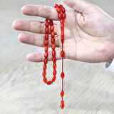 Sistemli Özel Kesim Sedefli Turuncu Ateş Kehribar Tesbih