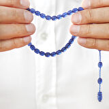 Sistemli Küp Kesim Bilek Boy Sedefli Mavi Ateş Kehribar Tesbih