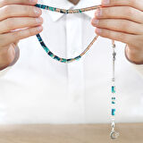 Kararmaz Metal Püsküllü Kesme Kesim Süzme Mavi Beyaz Ateş Kehribar Tesbih