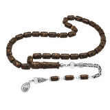 925 Ayar Gümüş Kral Zincir Püsküllü Kapsül Kesim Kahverengi Kokulu Tarçın Ağacı Tesbih