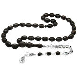 925 Ayar Gümüş Kral Zincir Püsküllü Özel Kesim Abanoz Ağacı Tesbih