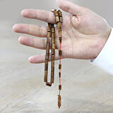 Sistemli Sadullah Usta İşçilikli Kapsül Kesim Koleksiyonluk Kahverengi Kuka Tesbih