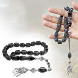 Premium Kutulu - Erzurum Oltu Efe Tesbih - 925 Ayar Gümüş Püsküllü - Gümüş 16 lı Karpuz Yarma