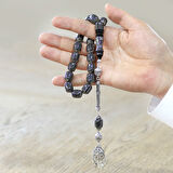 Premium Kutulu - Erzurum Oltu Efe Tesbih - 925 Ayar Gümüş Püsküllü - Gümüş 16 lı Karpuz Yarma