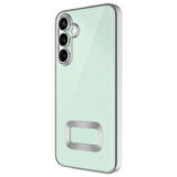 Samsung Galaxy S24 FE Kılıf Logo Yeri Açık Kamera Lens Korumalı Renkli Kenarlı Şeffaf Silikon