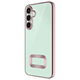 Samsung Galaxy A36 Kılıf Logo Yeri Açık Kamera Lens Korumalı Renkli Kenarlı Şeffaf Silikon