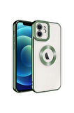 Apple iPhone 12 MiNi Kılıf Logo Yeri Açık Kamera Lens Korumalı Renkli Kenarlı Şeffaf Silikon