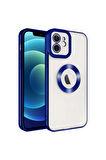 Apple iPhone 12 MiNi Kılıf Logo Yeri Açık Kamera Lens Korumalı Renkli Kenarlı Şeffaf Silikon