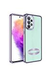 Samsung Galaxy A33 5G Kılıf Logo Yeri Açık Kamera Lens Korumalı Renkli Kenarlı Şeffaf Silikon