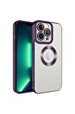 Apple iPhone 11 Pro Max Kılıf Logo Yeri Açık Kamera Lens Korumalı Renkli Kenarlı Şeffaf Silikon