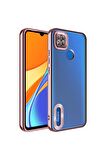 Xiaomi Redmi 9C Kılıf Logo Yeri Açık Kamera Lens Korumalı Renkli Kenarlı Şeffaf Silikon