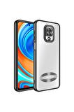 Xiaomi Redmi Note 9S Kılıf Logo Yeri Açık Kamera Lens Korumalı Renkli Kenarlı Şeffaf Silikon